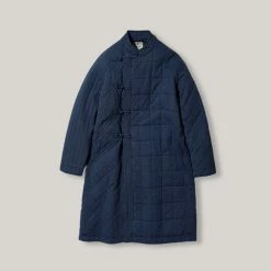 SNOW PEAK PATCHWORK QUILTED NORAGI COAT - NAVY
