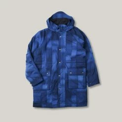 BLUE BLUE JAPAN COTTON SPLASHED PATTERN PURE INDIGO PRINT PADDED COAT
