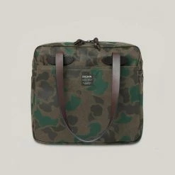 FILSON WAXED RUGGED TWILL TOTE BAG WITH ZIPPER - DARK WAX SHRUB CAMO