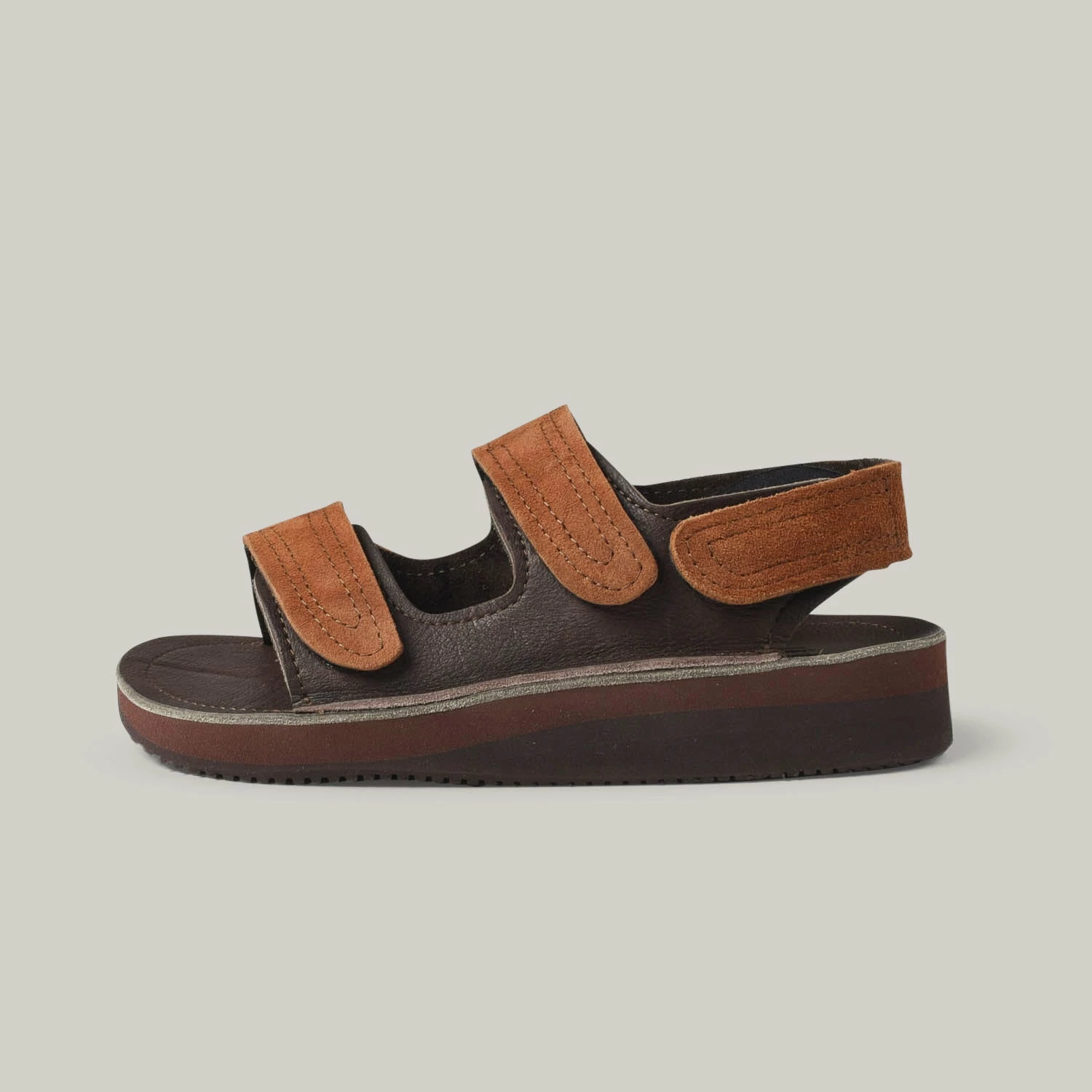 MONITALY LEATHER 3 STRAP SANDAL - TOBACCO X CHOCOLATE 5 MONITALY LEATHER 3 STRAP SANDAL - TOBACCO X CHOCOLATE - Image 3