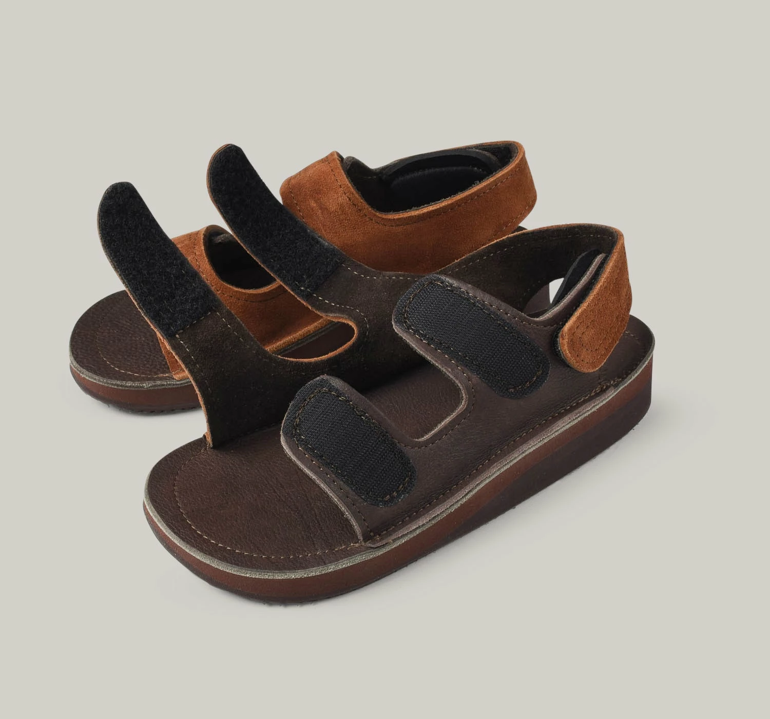 MONITALY LEATHER 3 STRAP SANDAL - TOBACCO X CHOCOLATE 7 MONITALY LEATHER 3 STRAP SANDAL - TOBACCO X CHOCOLATE - Image 5