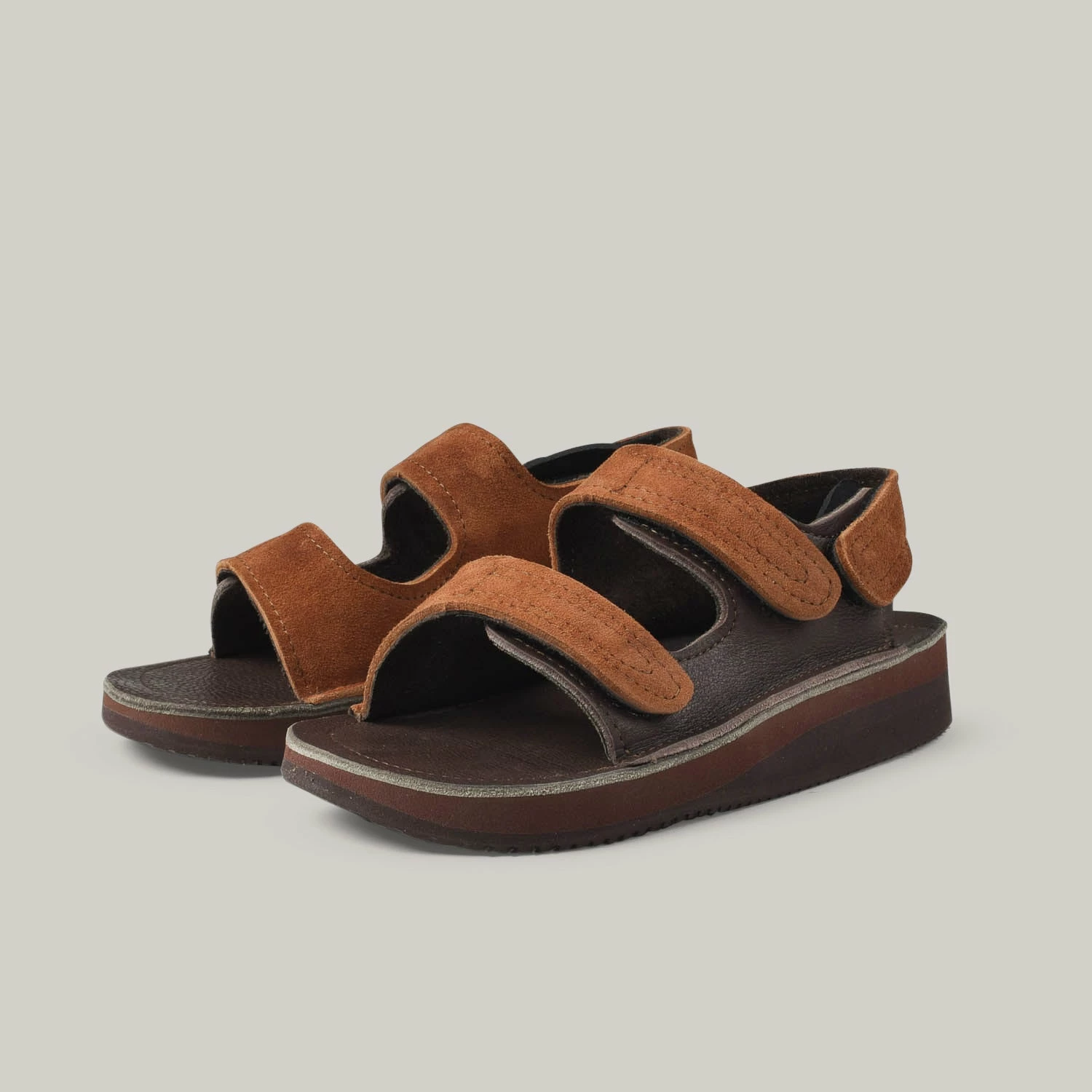 MONITALY LEATHER 3 STRAP SANDAL - TOBACCO X CHOCOLATE 3 MONITALY LEATHER 3 STRAP SANDAL - TOBACCO X CHOCOLATE