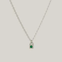 MEREWIF LONER NECKLACE STERLING SILVER - EMERALD